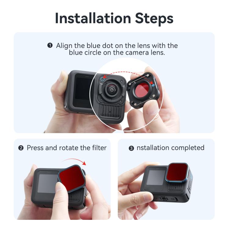 aMagisn Dive Filter for GoPro HERO13 Black /12 Black /11 Black /11 Black mini /10 Black /9 Black(Light Red) - Lens Filter by aMagisn | Online Shopping UK | buy2fix