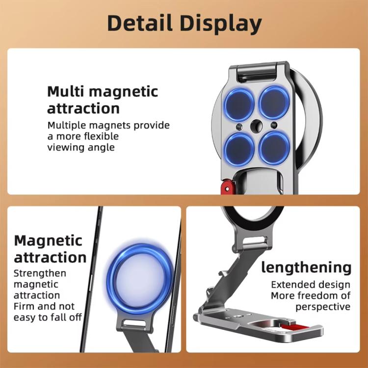 Flymile MB015 Magsafe Magnetic Cell Phone Shooter Folding Metal Clip 1/4 Expanding Stand Accessory - Desktop Holder by Flymile | Online Shopping UK | buy2fix