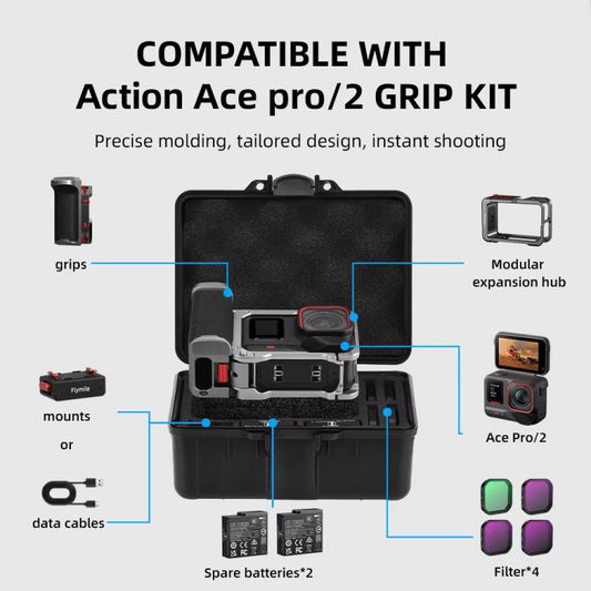 Flymile Carrying Case For Insta360 Ace Pro & Ace Pro 2 Street Photography Kit Shockproof Protective Storage Box(Black) - Case & Bags by Flymile | Online Shopping UK | buy2fix