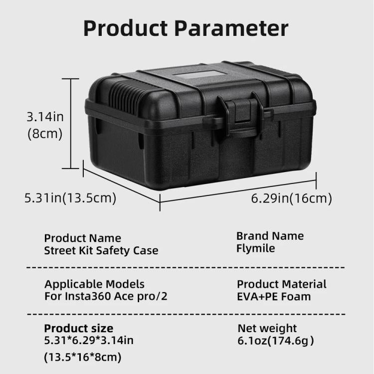 Flymile Carrying Case For Insta360 Ace Pro & Ace Pro 2 Street Photography Kit Shockproof Protective Storage Box(Black) - Case & Bags by Flymile | Online Shopping UK | buy2fix
