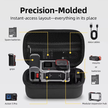 Flymile Carrying Case For DJI Osmo Action 5 Pro/4/3 Grip Cage Version Portable Handdbag(Black) - Case & Bags by Flymile | Online Shopping UK | buy2fix