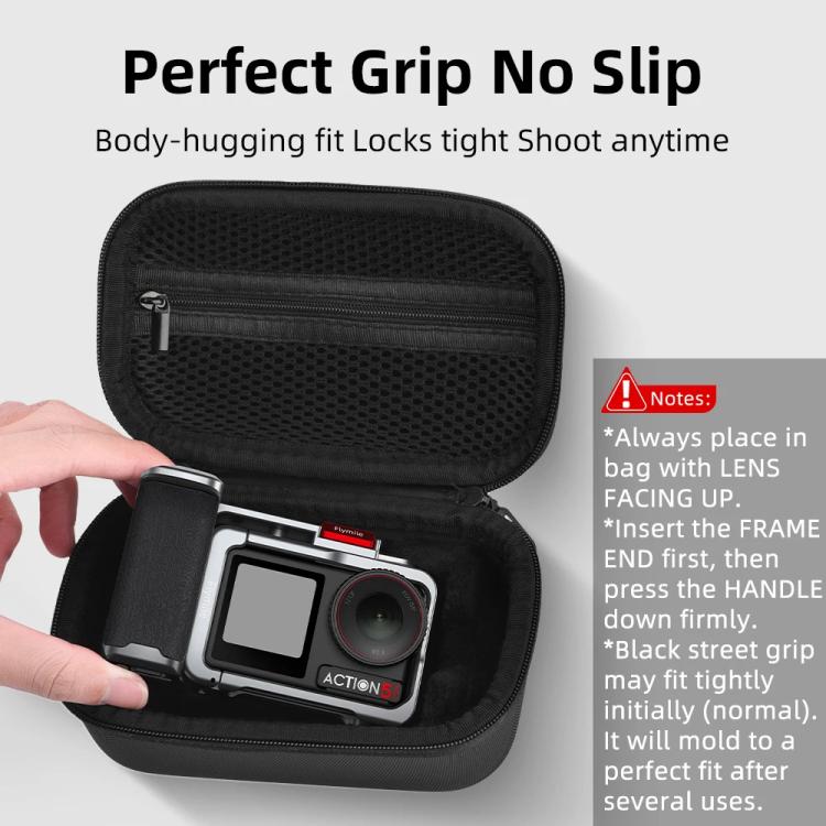 Flymile Carrying Case For DJI Osmo Action 5 Pro/4/3 Grip Cage Version Portable Handdbag(Black) - Case & Bags by Flymile | Online Shopping UK | buy2fix