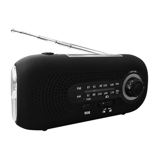 SOS Emergency Solar Hand Crank Weather Radio, No Battery, Size: Japan Version(Black)