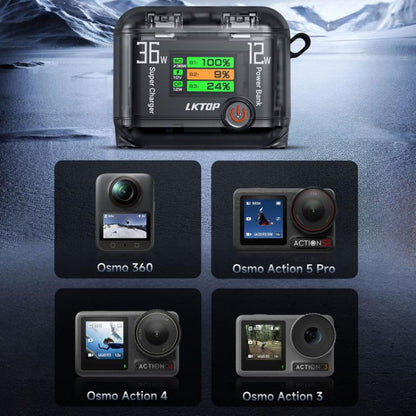 LKTOP ACG247 Multi-Functional Battery Charging Organizer For DJI Osmo 360 / Action 5 Pro / Action 4 / Action 3 - Cable & Charger by LKTOP | Online Shopping UK | buy2fix