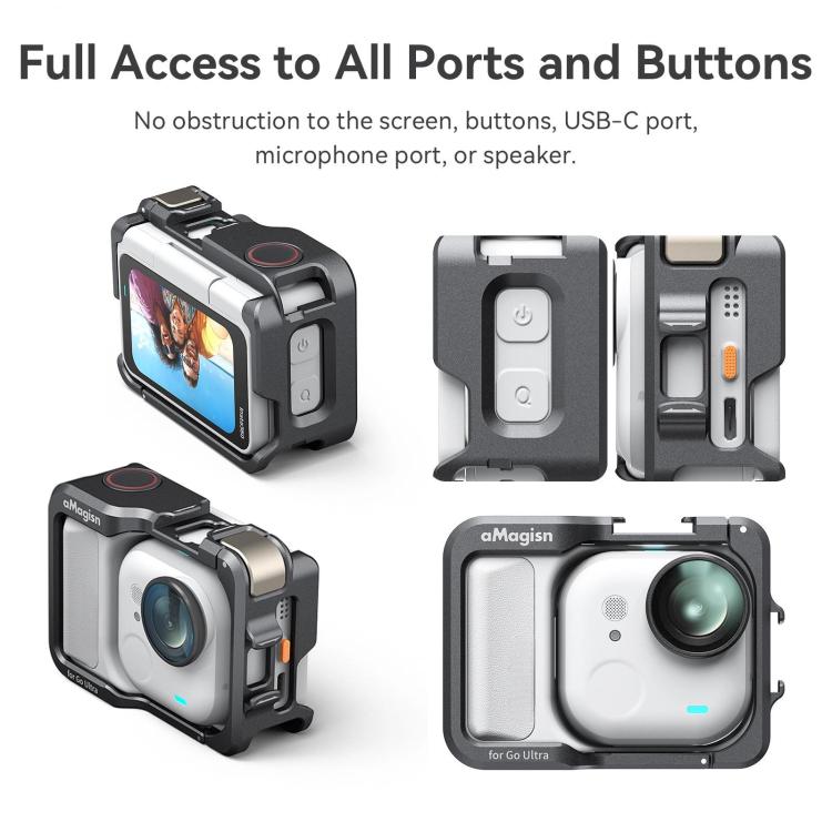 AMagisn Metal Cage For Insta360 GO Ultra Quick Release Protective Frame With Silicone Cover(TF01) - Mount & Holder by AMagisn | Online Shopping UK | buy2fix