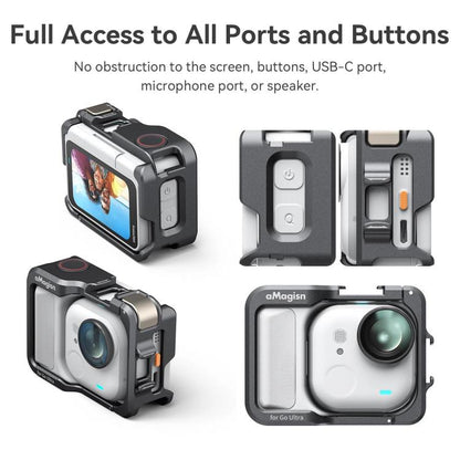 AMagisn Metal Cage For Insta360 GO Ultra Quick Release Protective Frame With Silicone Cover(TF01) - Mount & Holder by AMagisn | Online Shopping UK | buy2fix