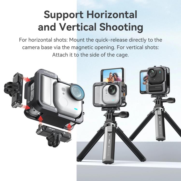 AMagisn Metal Cage For Insta360 GO Ultra Quick Release Protective Frame With Silicone Cover(TF01) - Mount & Holder by AMagisn | Online Shopping UK | buy2fix