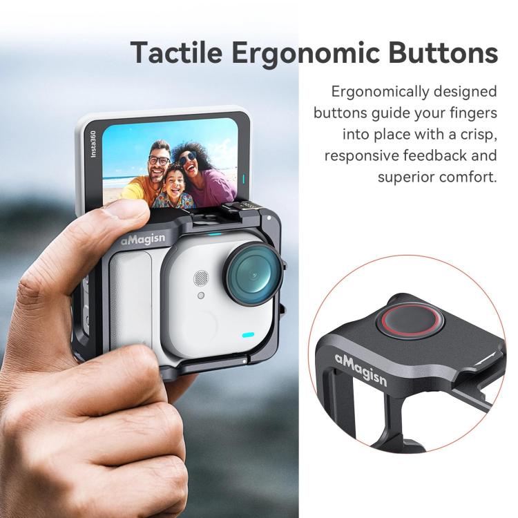 AMagisn Metal Cage For Insta360 GO Ultra Quick Release Protective Frame With Silicone Cover(TF01) - Mount & Holder by AMagisn | Online Shopping UK | buy2fix