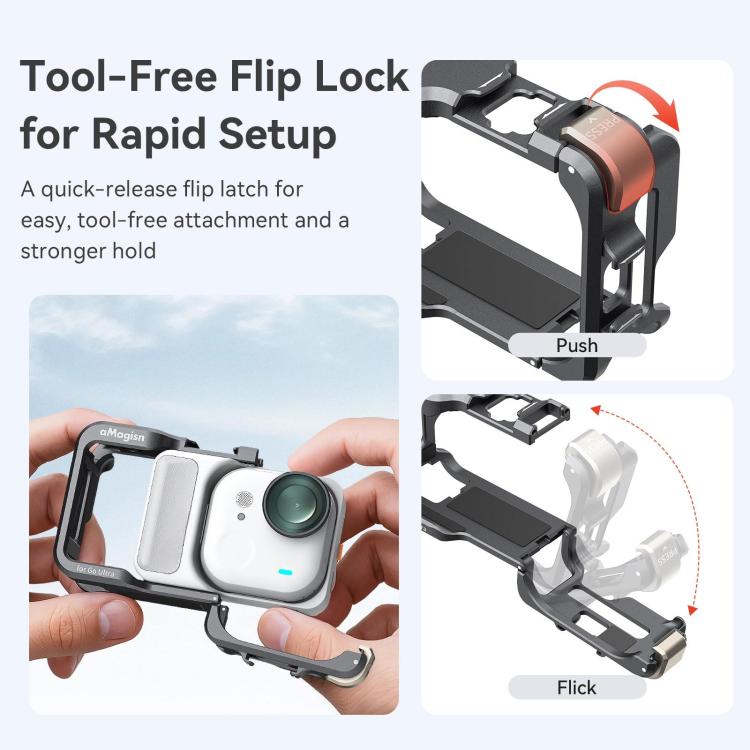 AMagisn Metal Cage For Insta360 GO Ultra Quick Release Protective Frame With Silicone Cover(TF01) - Mount & Holder by AMagisn | Online Shopping UK | buy2fix