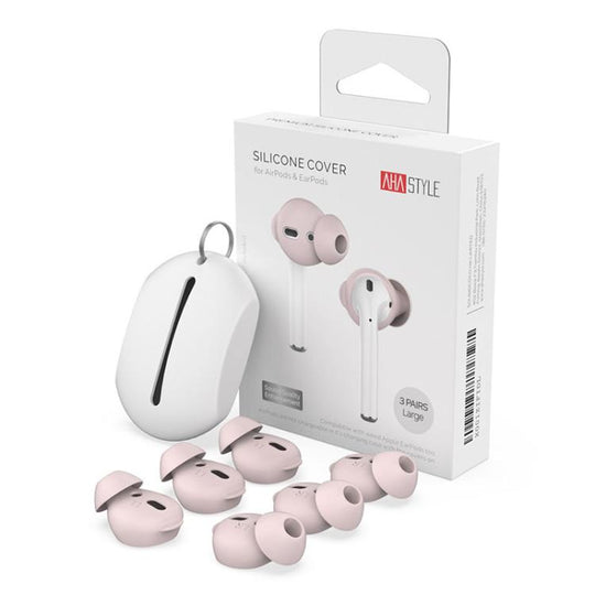 For AirPods 1 / 2 AhaStyle PT66 3pairs Silicone In-Ear Soundproof Ear Case, Color: Large Pink