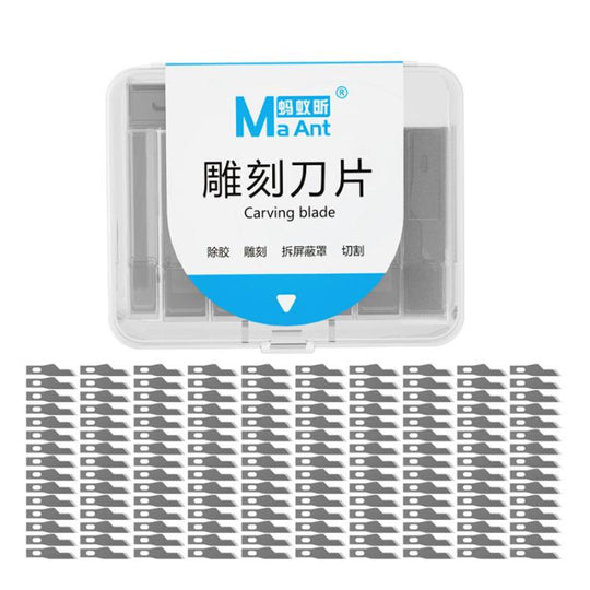 MaAnt M077 150pcs /Box Double-sided Flat Blade Cell Phone Repair Back Cover Removal Artistic Engraving Knife Blade, Spec: No. 16