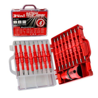 34 in 1 Manual Rubber-Coated Ratchet Screwdriver Repair Tool Set - Screwdriver Set by buy2fix | Online Shopping UK | buy2fix