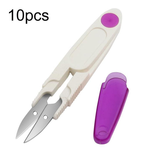 10pcs Household Cross Stitch Clothing Thread Transparent Cover Scissors, Color: Purple