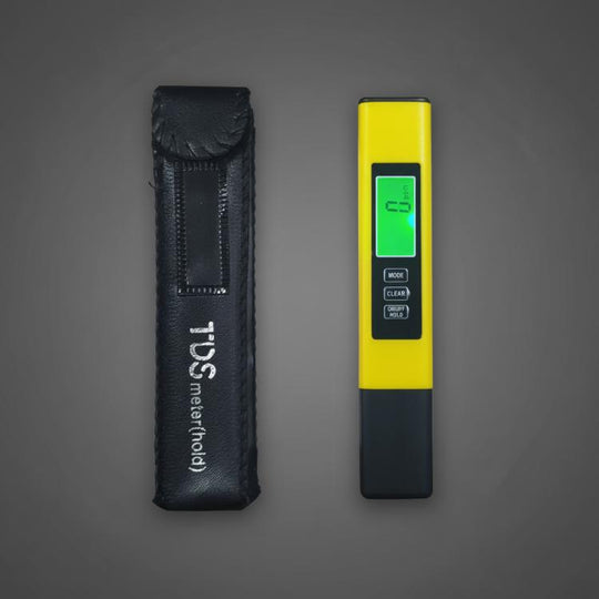 Dual-Color Smart Backlight Water Quality Tester Pen 3-in-1 TDS Meter Conductivity & Temperature Detector(Leather Case Yellow)