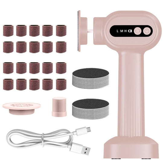 Pistol Grip Electric Callus Remover With LCD Screen Rechargeable 6 Speed Settings Portable Pedicure Tool(Pink)