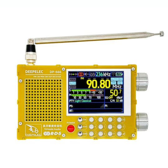 DEEPELEC DP-666 Touch Screen TEF6686 Radio Full Band FM High Sensitivity Radio(Yellow)