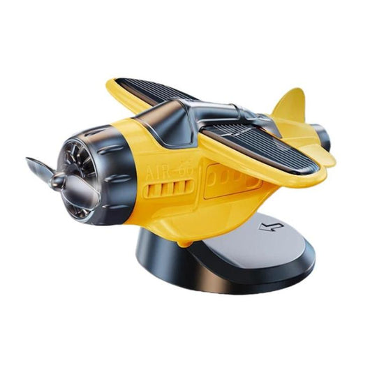 Automatic Rotating Car Dashboard Decorative Solar-Powered Airplane Ornament(Soaring Lightning Yellow)