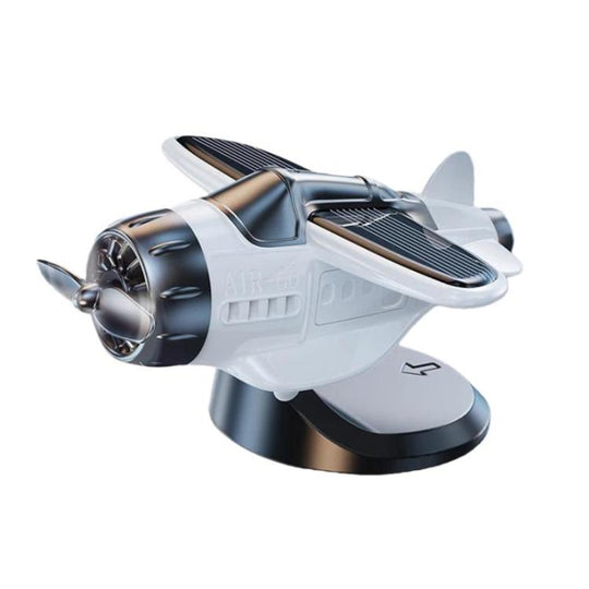 Automatic Rotating Car Dashboard Decorative Solar-Powered Airplane Ornament(Soaring Moonlight White)