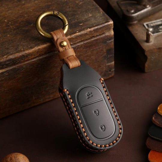For Leapmotor C11 / S01 / C01 Hallmo Genuine Leather Car Key Cover(Black)