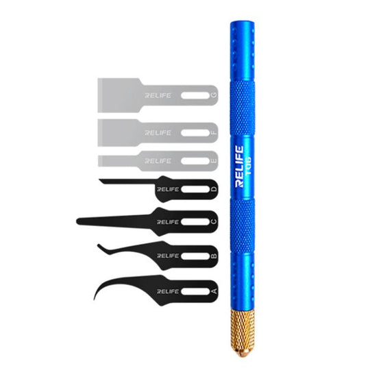 RELIFE TK5 8 In 1 Multi-functional Mobile Phone Repair Blade Set Pry IC Chip CPU Layers Scrape Edge Rubber Degumming Tool