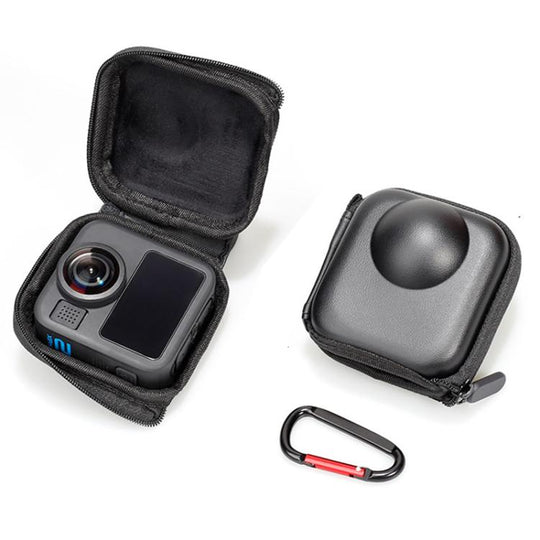 For GoPro MAX2 Compact Hard Shell Carrying Case Protective Storage Bag With Carabiner Clip(Black)