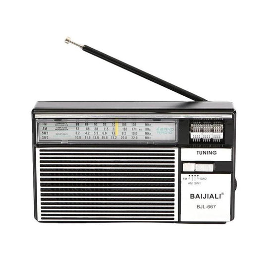 BAIJIALI BJL-667 FM AM SW Multi-Band Radio Portable Radio With Independent Knob(Silver)