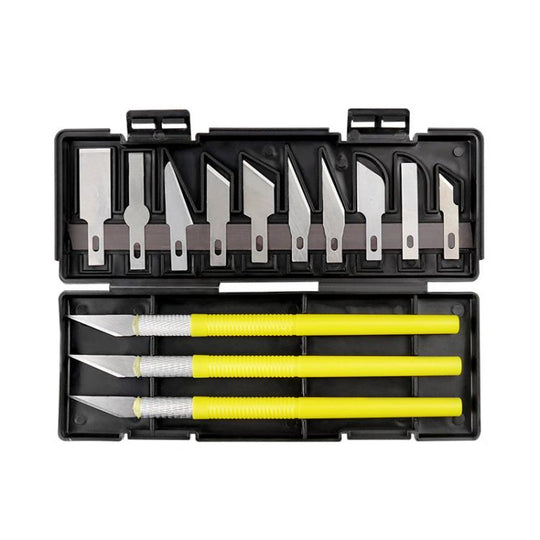 13pcs /Set Handbook Paper Cutting Carving Knife Rubber Stamp Tool Art Knife(Yellow)