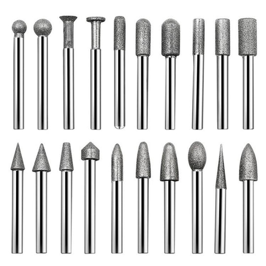 20pcs /Pack 6mm Shank Diamond Grinding Heads Jade Carving Tools Grinding Needles Diamond Grinding Rods, Spec: 120 Mesh