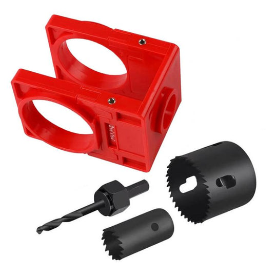 Ball Lock Hole Saw Auxiliary Drilling Tool For Wooden Doors(Red)