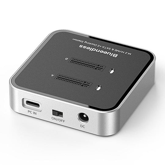 Blueendless SD09 Dual-Bay M.2 Dual-Protocol Drive Enclosure NVMe/SATA SSD Case UK Plug