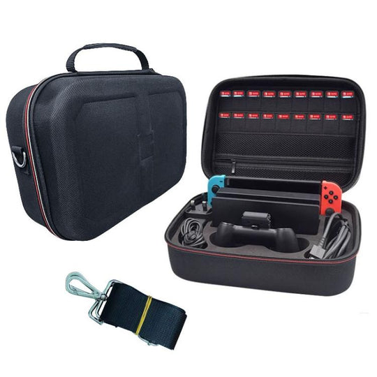 For Nintendo Switch OLED Carrying Case EVA Hard Shell Storage Bag for Full Set Accessories with Shoulder Strap(Black)