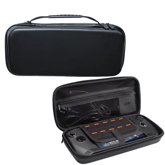 For Steam Deck OLED Hard Shell Protective Case PU Leather Portable Carry Bag with 10 Game Card Slots(Black)