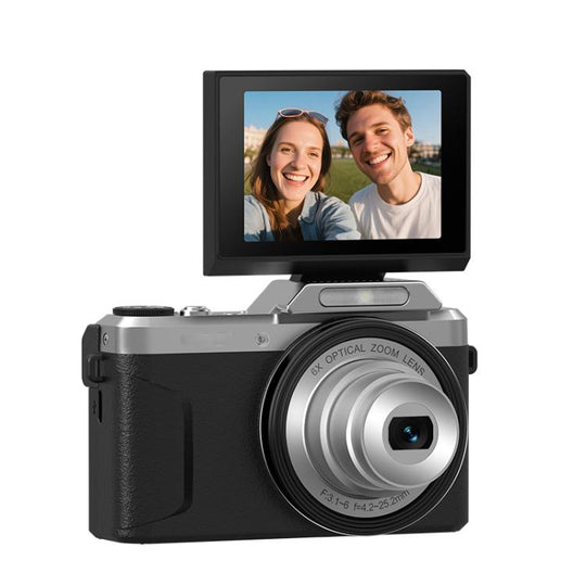D27 4K Vlogging Camera 64MP Photo, 6x Optical Zoom, 180-Degree Flip Screen & WiFi Connectivity(Black)