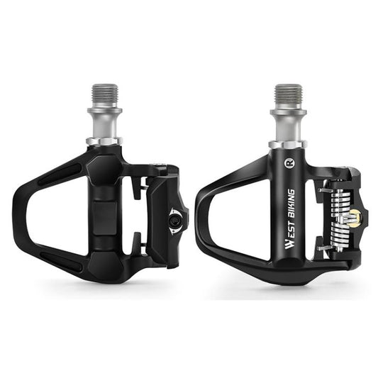 WEST BIKING Lightweight SPD-Compatible Road Bike Clipless Pedals - with Cleats and High-Efficiency Bearings Black Steel