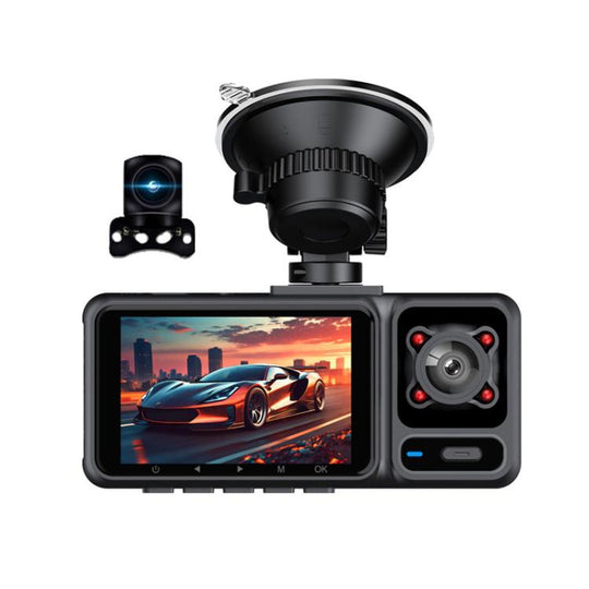 2-Inch WIFI Mobile Phone Playback 4K HD Night Vision Dashcam, Specification: Front+Interior+Rear
