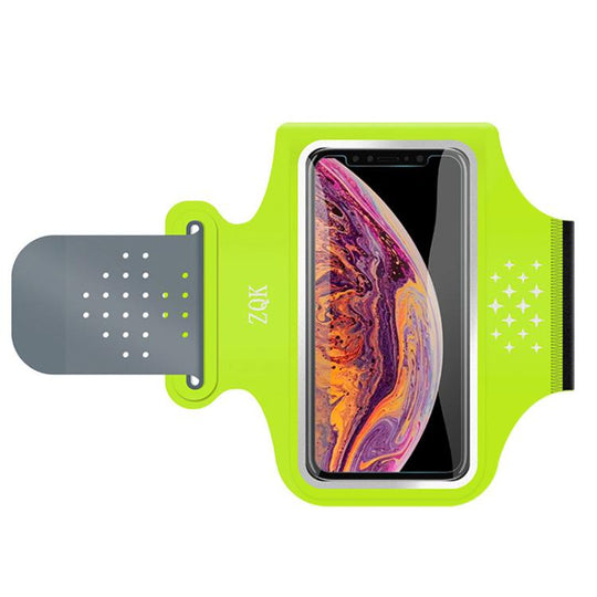ZQK Touchscreen Armband for Running Phone Holder Breathable & Stretchable for Secure Fit, Size: Small Fluorescent