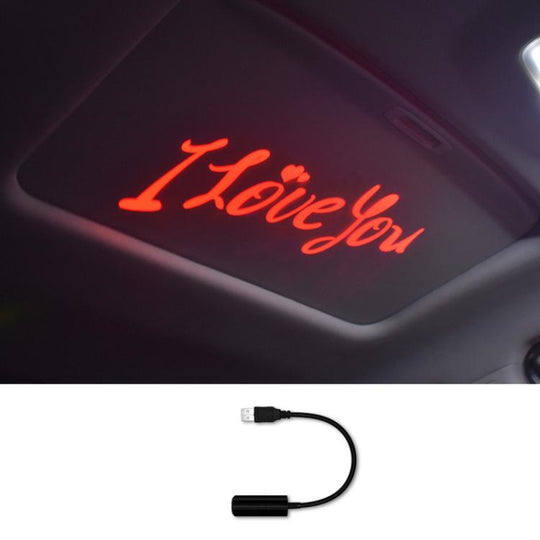 G-301 Universal Car Interior Projection Ambient Light USB High-Brightness Decorative Light, Style: I LOVE YOU Red