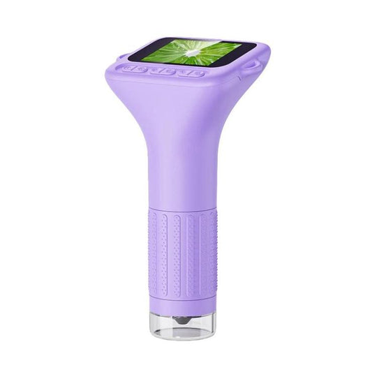 H375 2 Inch IPS Screen Manual Focus Microscope Rechargeable Kids Microscope With Light(Purple)