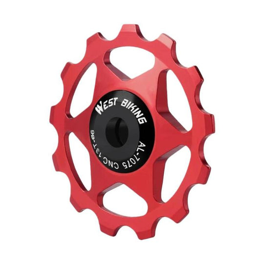 WEST BIKING YP0719490 Bike Jockey Wheel With Metal Bearings Road Bike Rear Derailleur Jockey Wheel, Spec: 13T Red