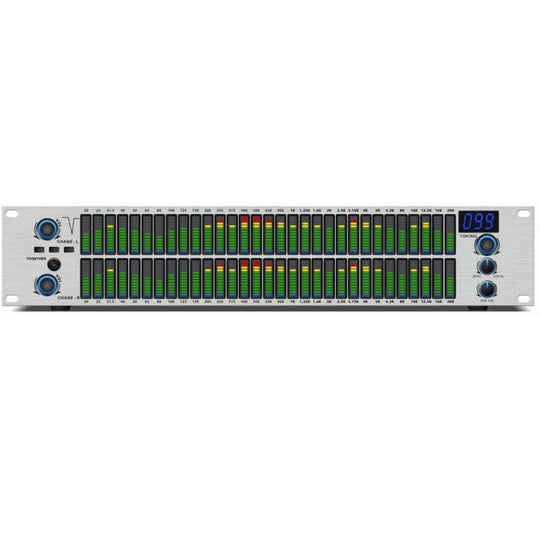 EQ-A32 Digital Equalizer Stage Home Karaoke Noise Reduction Audio Processor EU Plug(Silver)