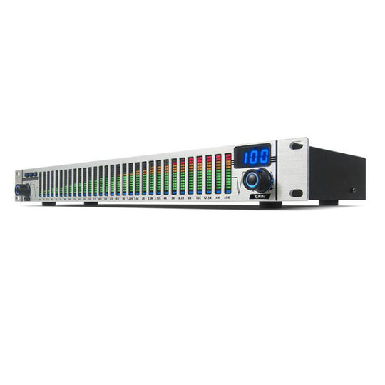 EQ-A31 Digital Equalizer Stage Home Karaoke Noise Reduction Audio Processor UK Plug(Silver)