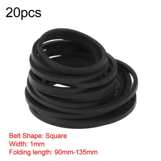 Mix Assorted Rubber Belts CD DVD Cassette Tape 20pcs 1mm Square Fold Length 90-135mm