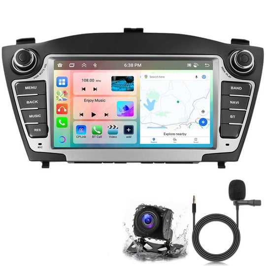 For Hyundai IX35 Car Central Control Screen Navigation Bluetooth Player, Memory: 4G+64G(Standard+Reversing Camera+Microphone)