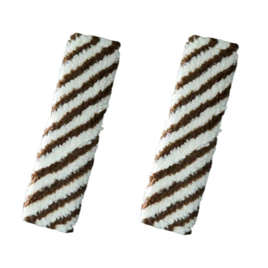 2pcs Car Seatbelt Lamb Wool Shoulder Pad Decoration(Brown White)