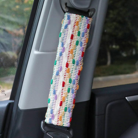 Car Anti-Choking Fabric Seat Belt Shoulder Cover(Multicolored)