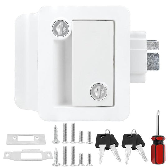 RV Conversion With Internal And External Opening Metal Panel Door Latches, Specification: White