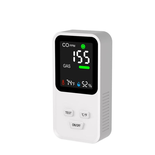 4-In-1 Plug-In Gas Detector Carbon Monoxide Combustible Gas Temperature Humidity Monitor With High Sensitivity & Alarm, US Plug(White)