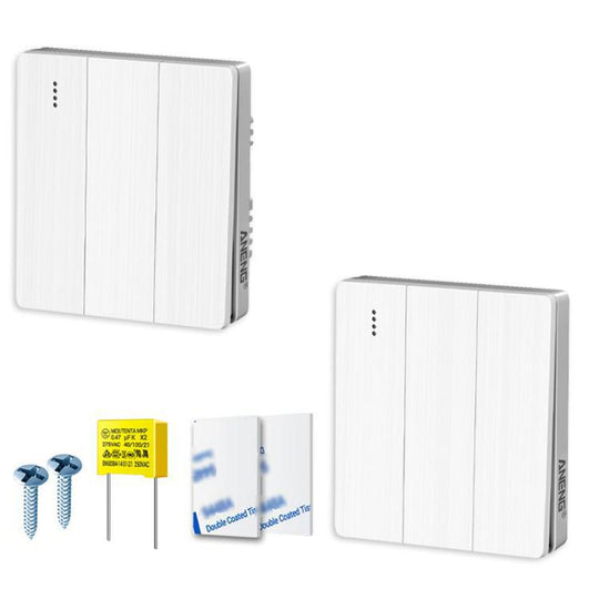 ANENG Remote Control Wireless Smart Home Lighting Panel, Specification: Three-Gang