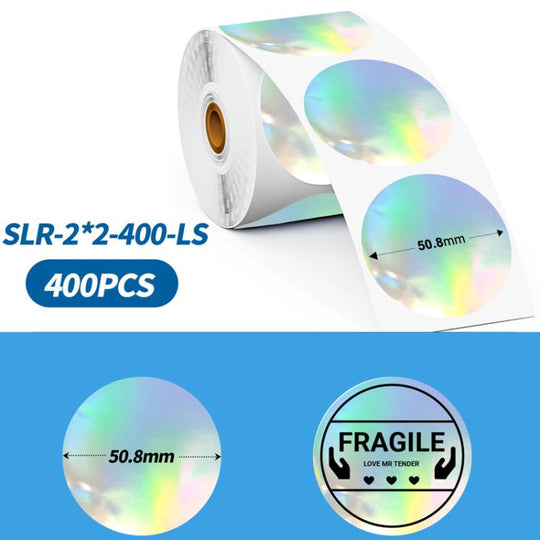 Phomemo 2-Inch Round Adhesive Labels For PM241-BT/PM246S/D520-BT Printer LASER-SILVER-BLACK-400pcs