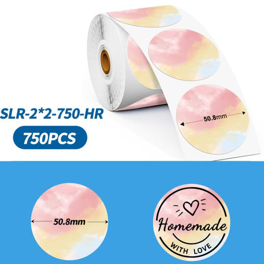 Phomemo 2-Inch Round Adhesive Labels For PM241-BT/PM246S/D520-BT Printer MIXED-HR-BLACK-750pcs